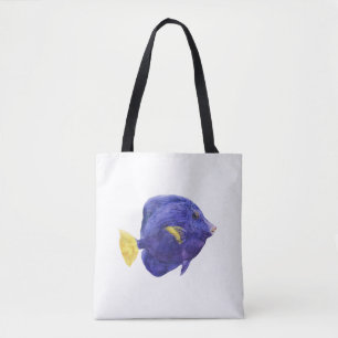 Tote Bag Illustration aquarelle du poisson tangue violet