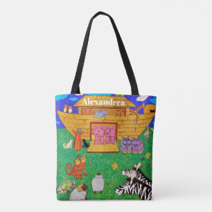 Tote Bag Illustration Arche de Noé Rainbow Funny Elephant