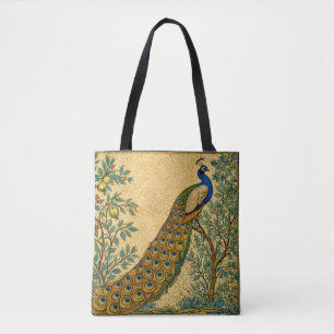 Tote Bag Illustration botanique de paon Art nouveau