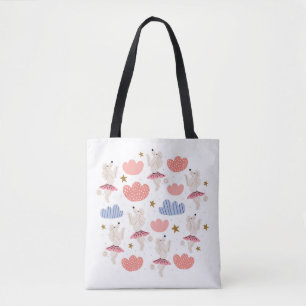Tote Bag Illustration circulaire avec de mignons chiens de