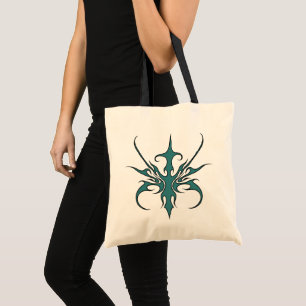 Tote Bag Illustration d'art tribal aquamarine féroce en lig