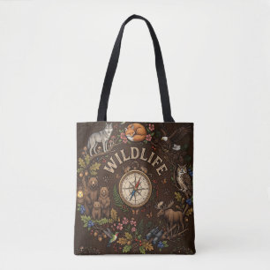 Tote Bag "Illustration d'aventure forestière faunique"