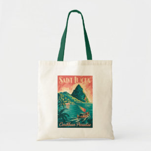 Tote Bag Illustration de bateau à Sainte-Lucie Art de voyag
