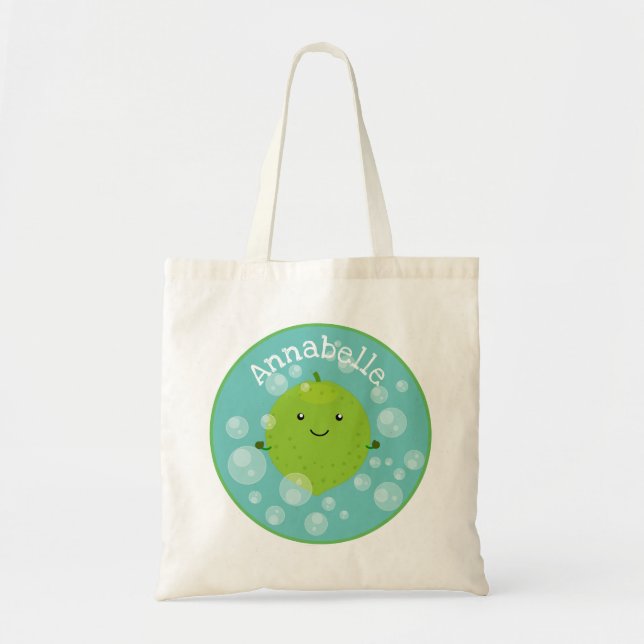 Tote Bag Illustration de bulles de chaux vert mou (Devant)