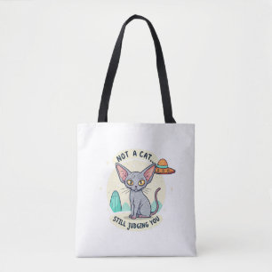 Tote Bag Illustration de chat Sphynx OVNI sarcastique dans