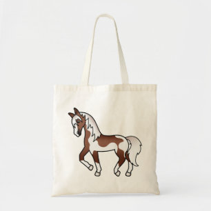 Tote Bag Illustration de cheval de trait brun pinto en dess