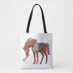 Tote Bag Illustration de cheval géométrique mangeant une ca