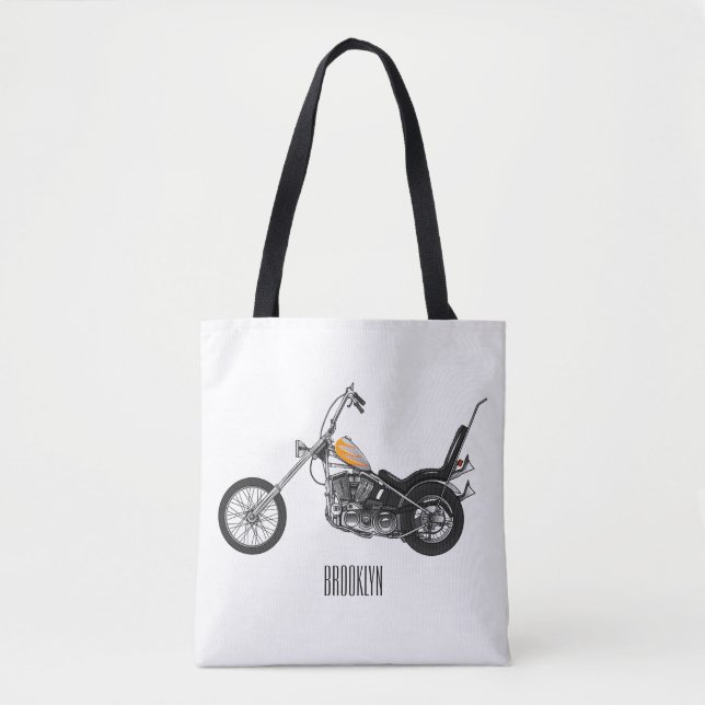 Tote Bag Illustration de Chopper Motorcycle 1950 (Devant)