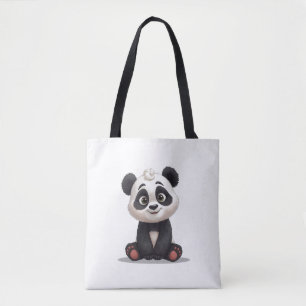 Tote Bag Illustration de dessin animé d'ours panda assis