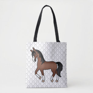 Tote Bag Illustration de dessin animé mignon de cheval bai