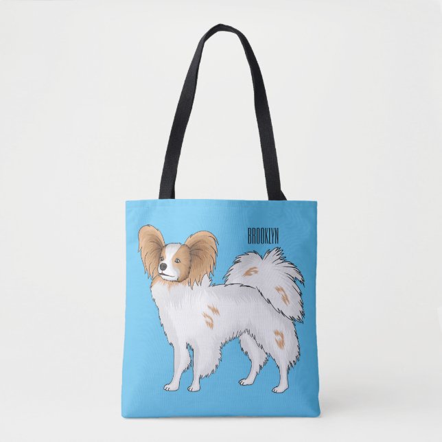 Tote Bag Illustration de dessin pour chien de Papillon (Devant)
