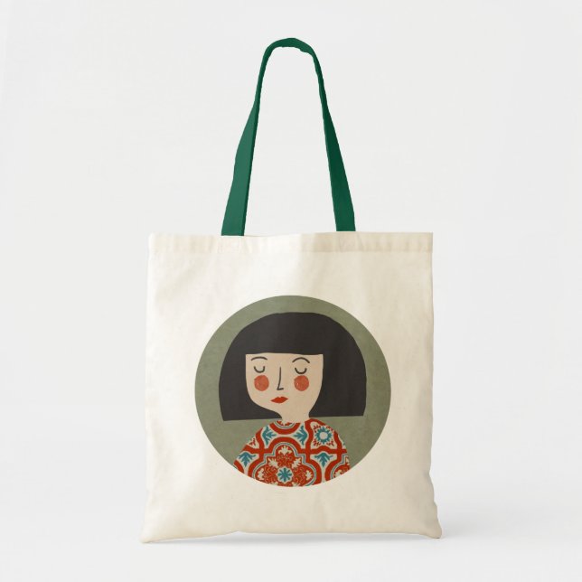 Tote Bag Illustration de fille (Devant)