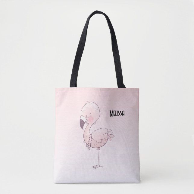 Tote Bag Illustration de Flamant rose rose mou (Devant)
