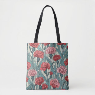 Tote Bag Illustration de fleur de caronations roses