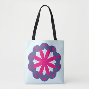 Tote Bag Illustration de formes florales violettes et roses