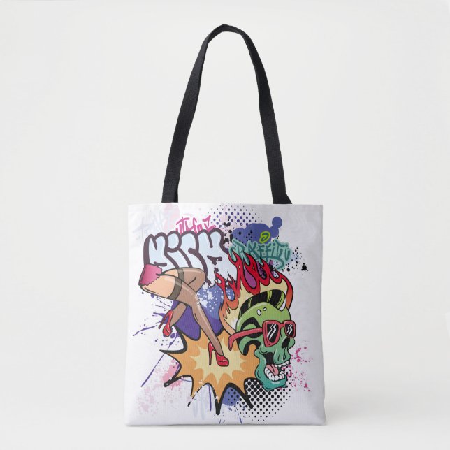 Tote Bag Illustration de graffiti avec lettres de graffitis (Devant)
