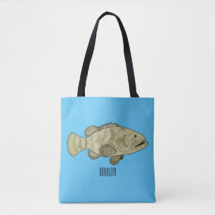 Tote Bag Illustration de la caricature du poisson de mérou