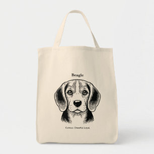 Tote Bag Illustration de la ligne noire du portrait beagle