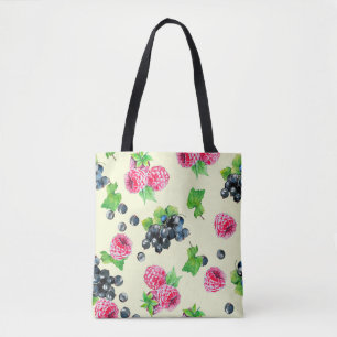 Tote Bag Illustration de l'aquarelle de framboise et de cas