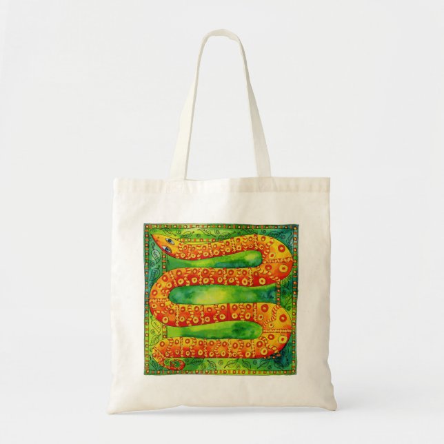 Tote Bag Illustration de l'aquarelle de serpent à motifs (Devant)