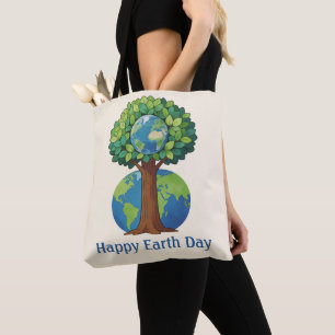 Tote Bag Illustration de l'arbre de la Journée de la Terre
