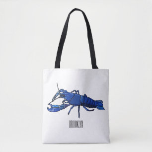Tote Bag Illustration de l'écrevisse marron bleu