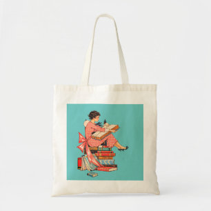 Tote Bag Illustration de lectrice amoureuse de livres ancie