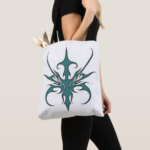 Tote Bag Illustration de ligne tribale d'aquamarine féroce