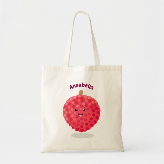 Tote Bag Illustration de litchee rose mignon (Devant)