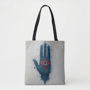 Tote Bag Illustration de main mystique avec œil rouge