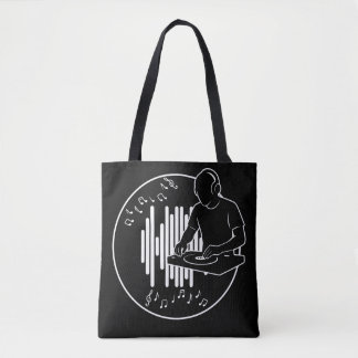 Tote Bag Illustration de musique de DJ en noir et blanc
