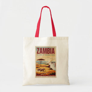 Tote Bag Illustration de paysage zambien Art de voyage vint