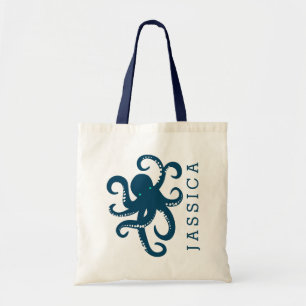 Tote Bag Illustration de pieuvre bleu marine