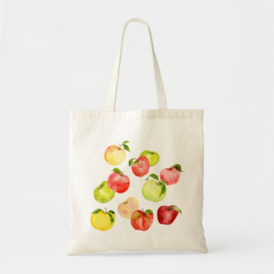 Tote Bag Illustration de pomme verte rouge aquarelle automn