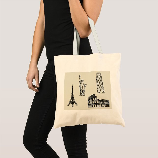 Tote Bag Illustration de sites célèbres (Créateur téléchargé)