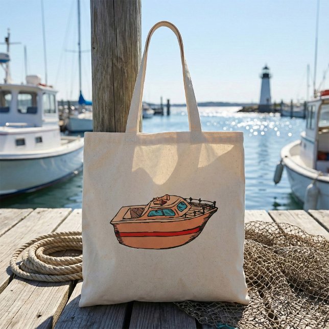 Tote Bag Illustration de Speedboat amusant Nautical Boat De (Créateur téléchargé)