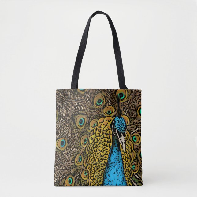 Tote Bag Illustration de splendeur de paon (Devant)
