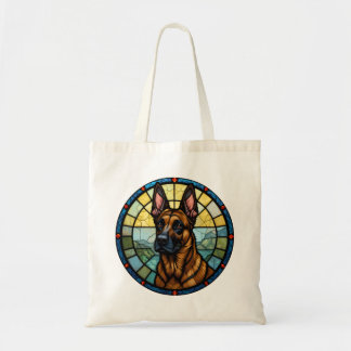 Tote Bag Illustration de style Malinois belge en verre vern
