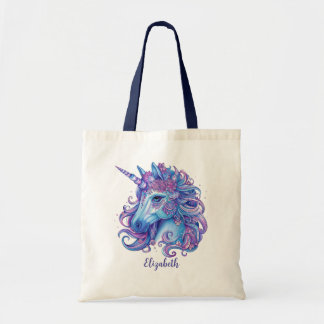 Tote Bag Illustration de Unicorn Blue Lilac Pink