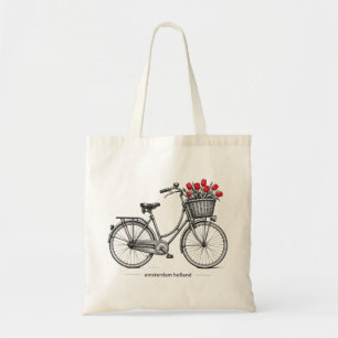 Tote Bag Illustration de voyage à vélo Tulipe Vintage