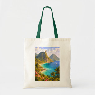 Tote Bag Illustration de voyage de Sainte-Lucie Art vintage