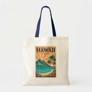 Tote Bag Illustration de voyage de volcan d'Hawaii Art vint