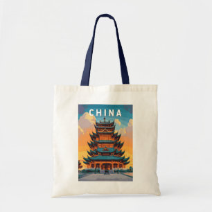 Tote Bag Illustration de voyage en Chine Art vintage