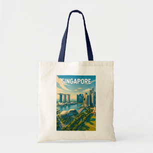 Tote Bag Illustration de voyage vintage à Singapour