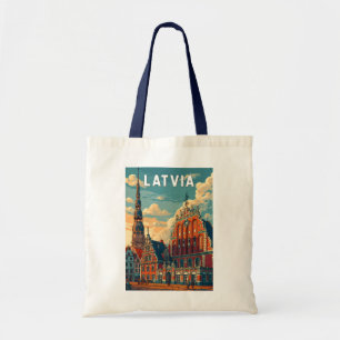 Tote Bag Illustration de voyage vintage sur la Lettonie