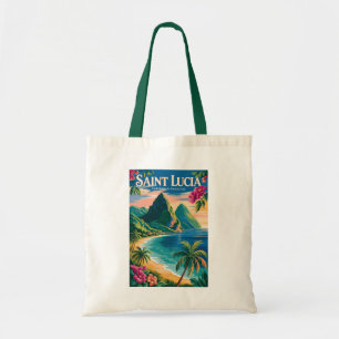 Tote Bag Illustration des Pitons de Sainte-Lucie Art de voy