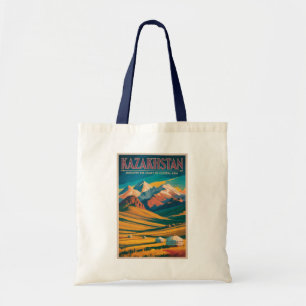Tote Bag Illustration des steppes du Kazakhstan Art de voya