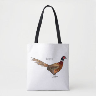 Tote Bag Illustration d'oiseau faisan à cou circulaire