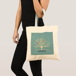 Tote Bag Illustration d'Oiseaux oranges modernes dans un gr
