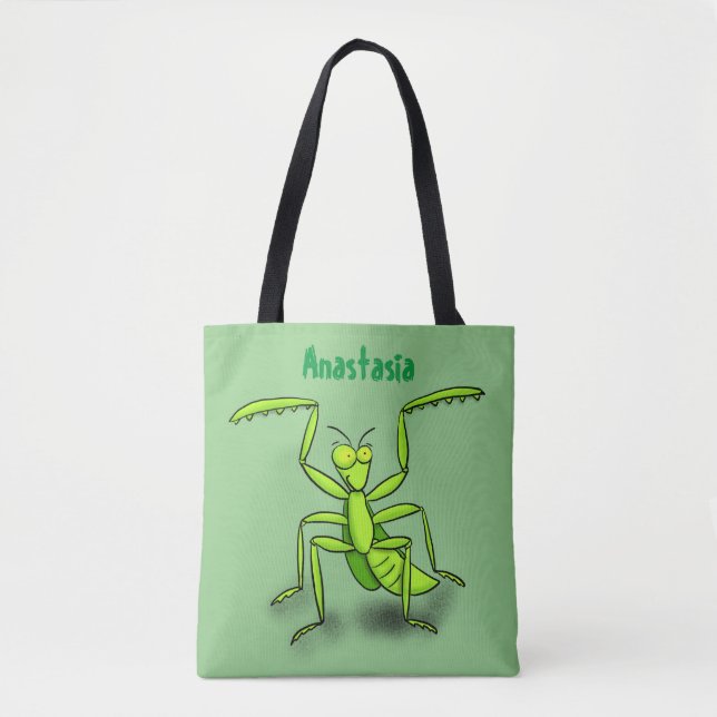 Tote Bag Illustration drôle de mante verte en prière (Devant)